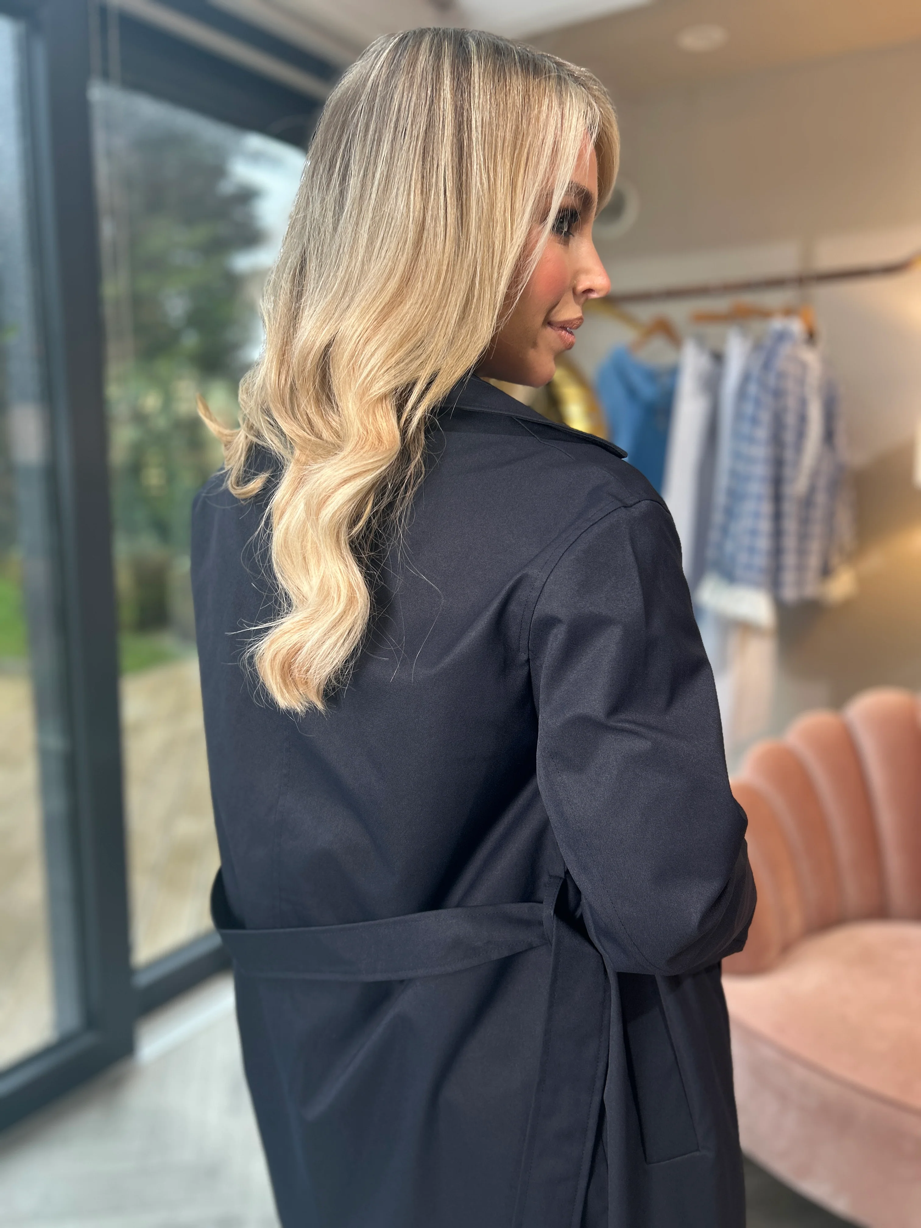 Addison Trench Coat Navy - Image 10