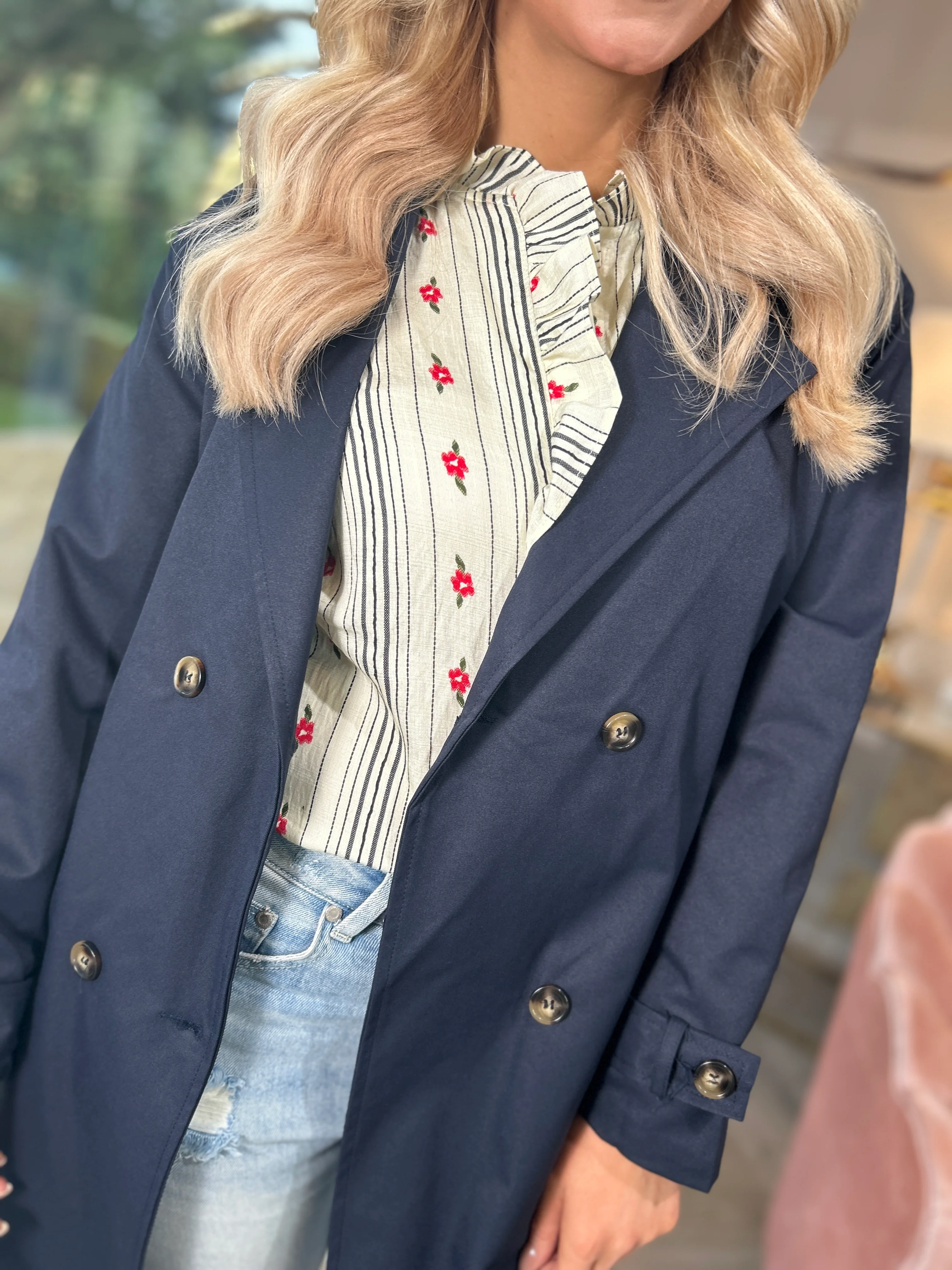 Addison Trench Coat Navy - Image 13