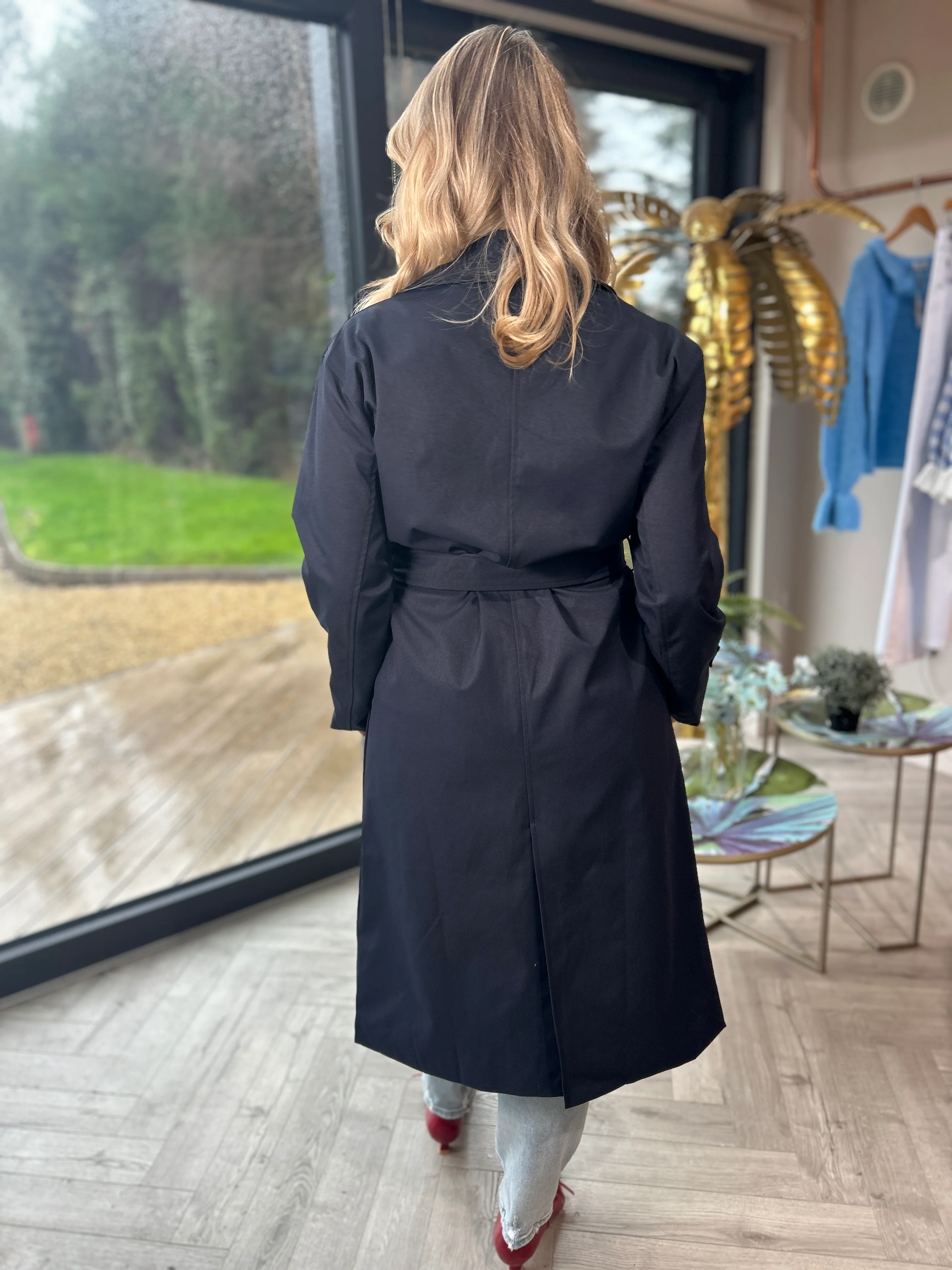 Addison Trench Coat Navy - Image 15