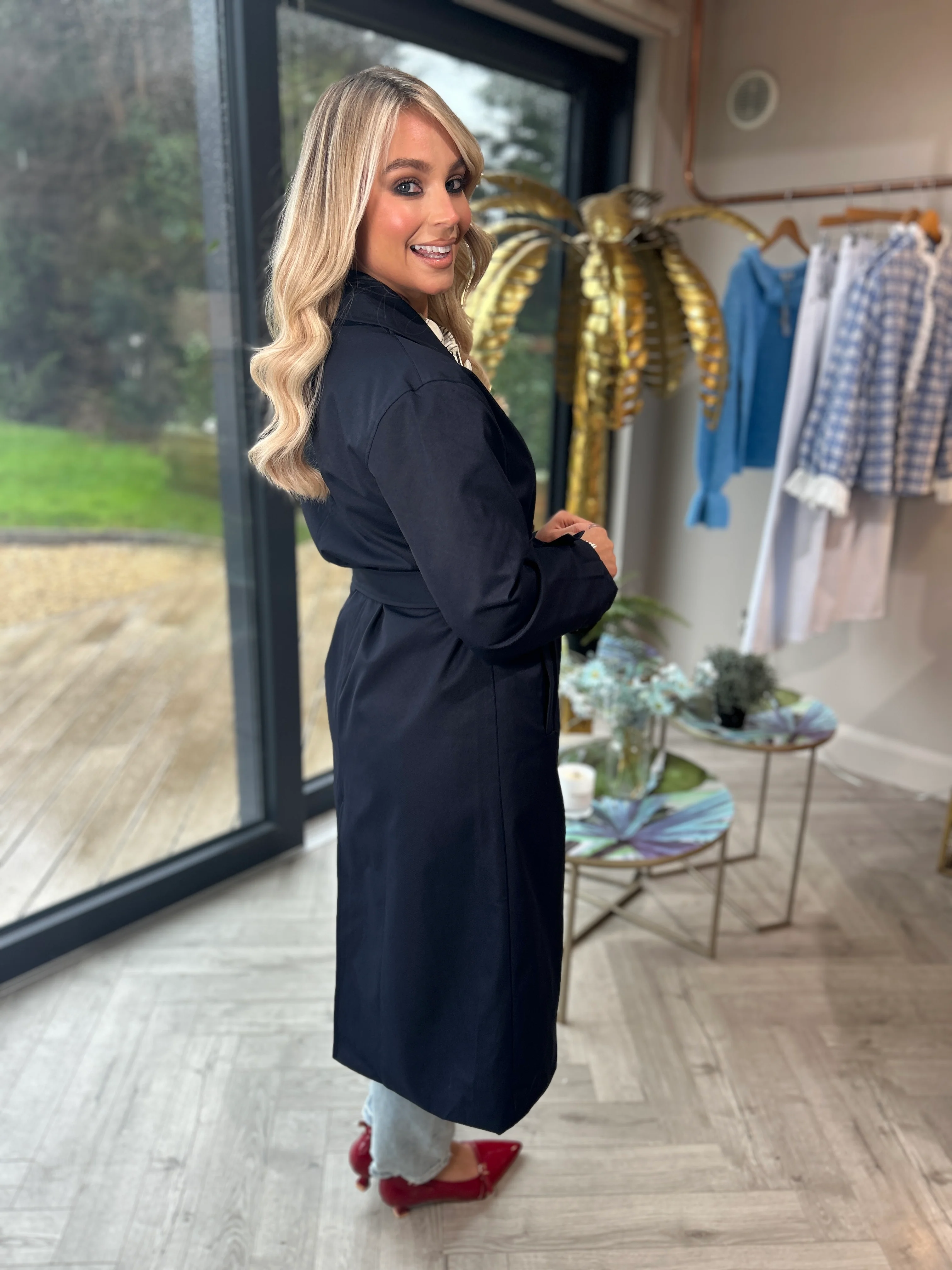 Addison Trench Coat Navy - Image 3
