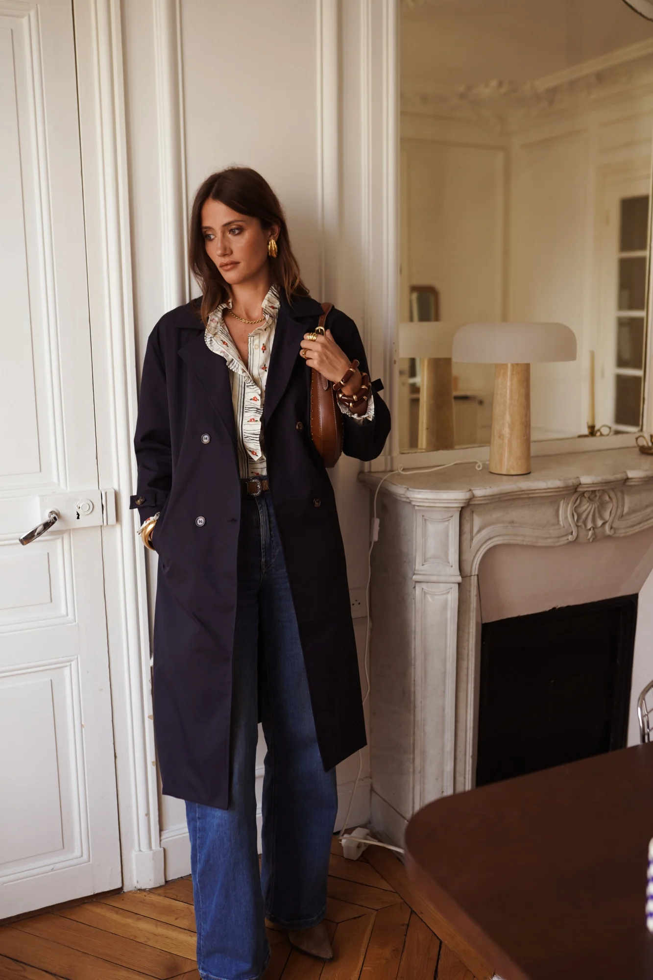 Addison Trench Coat Navy - Image 9