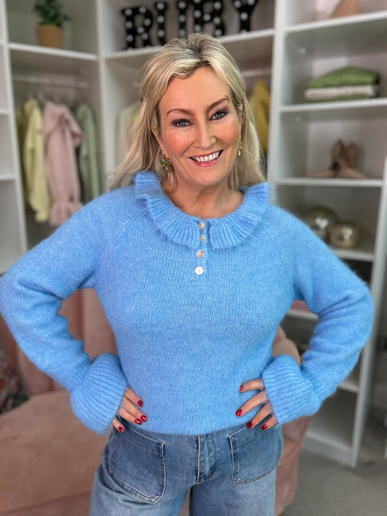 Anais Blue Ruffle Jumper - Image 3