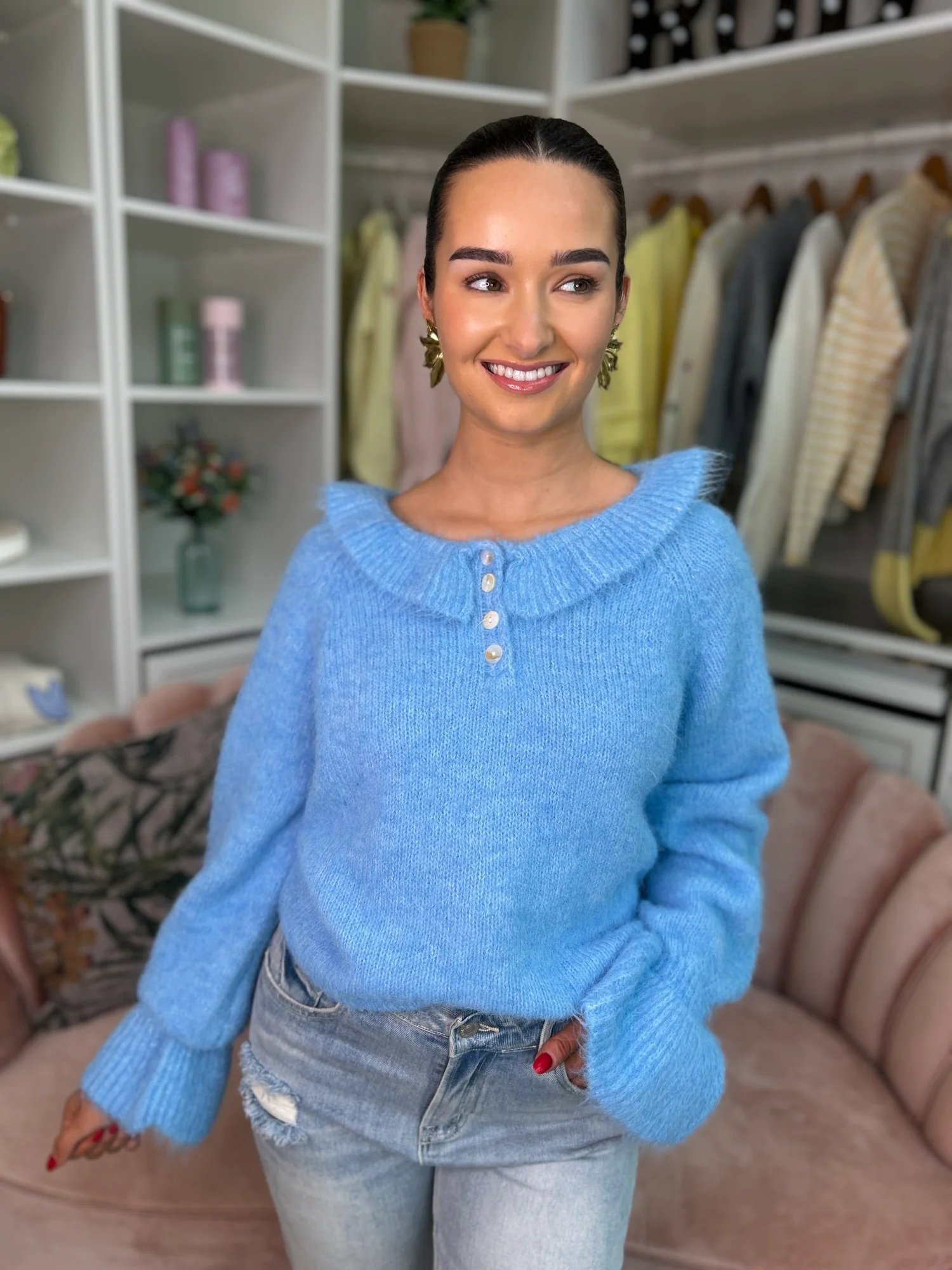 Anais Blue Ruffle Jumper - Image 7