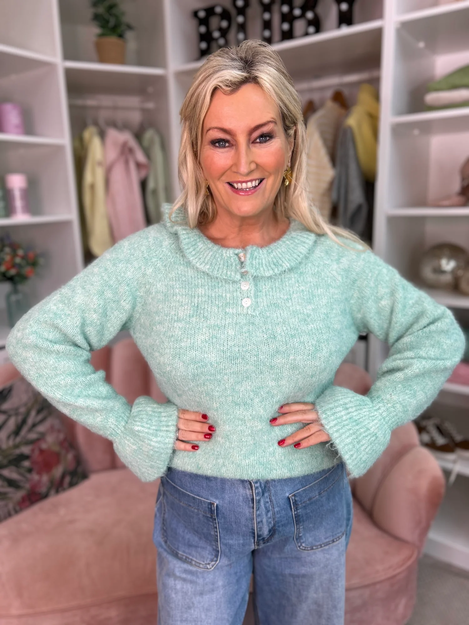 Anais Green Ruffle Jumper - Image 5