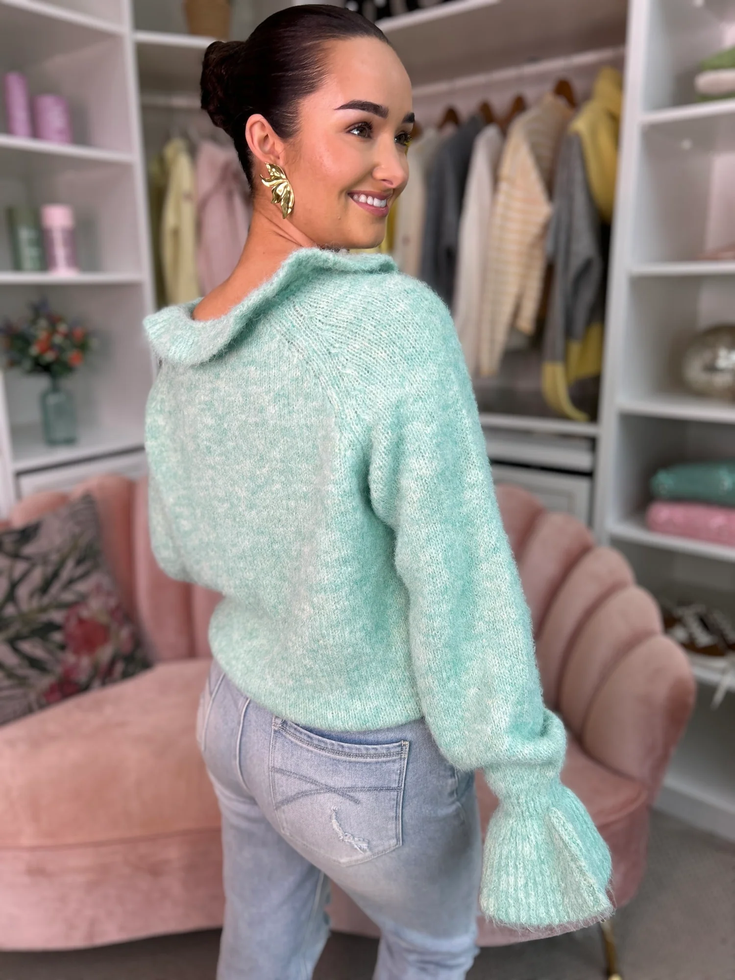 Anais Green Ruffle Jumper - Image 8