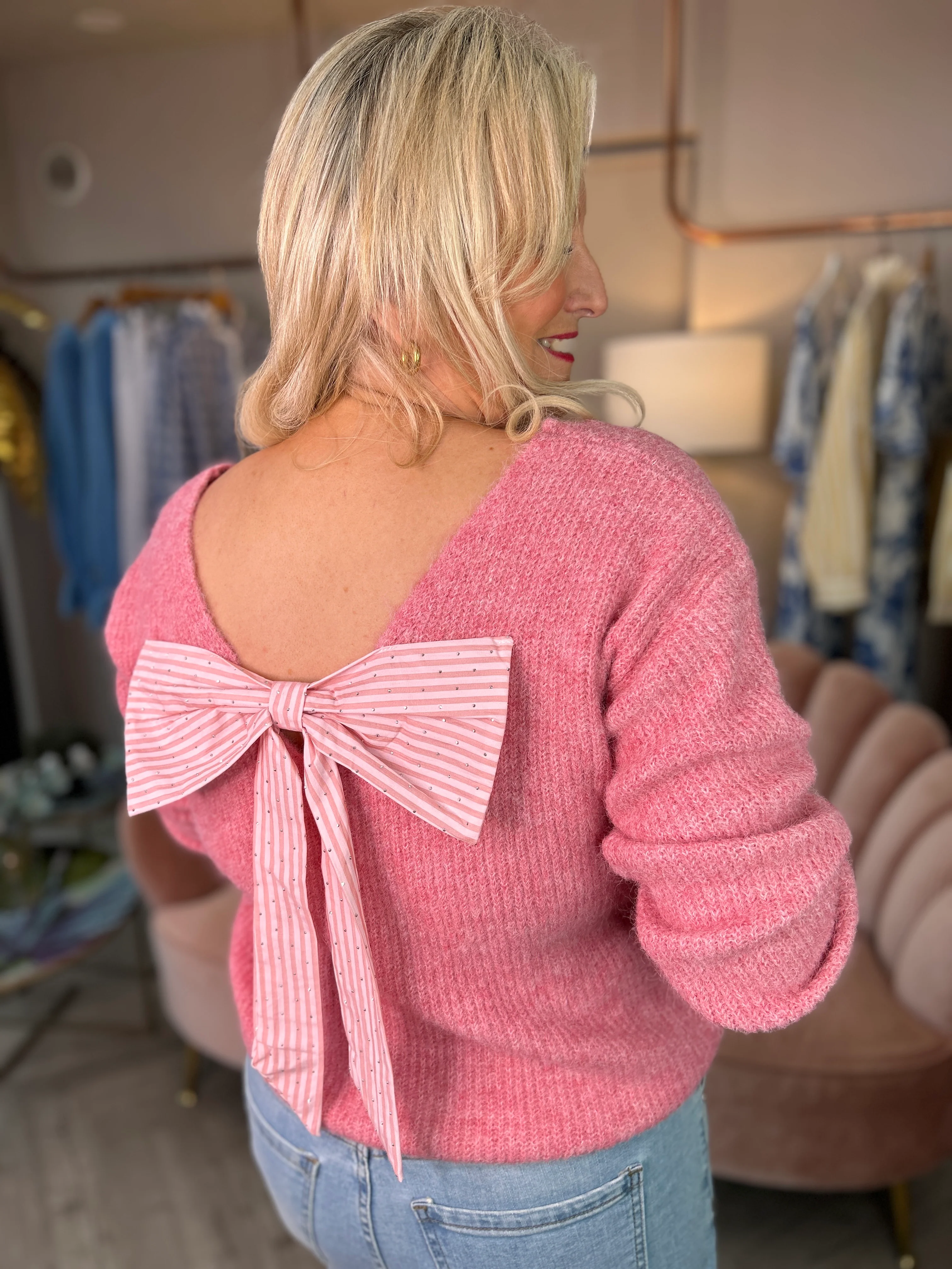 Belle Pink Bow Knit - Image 11