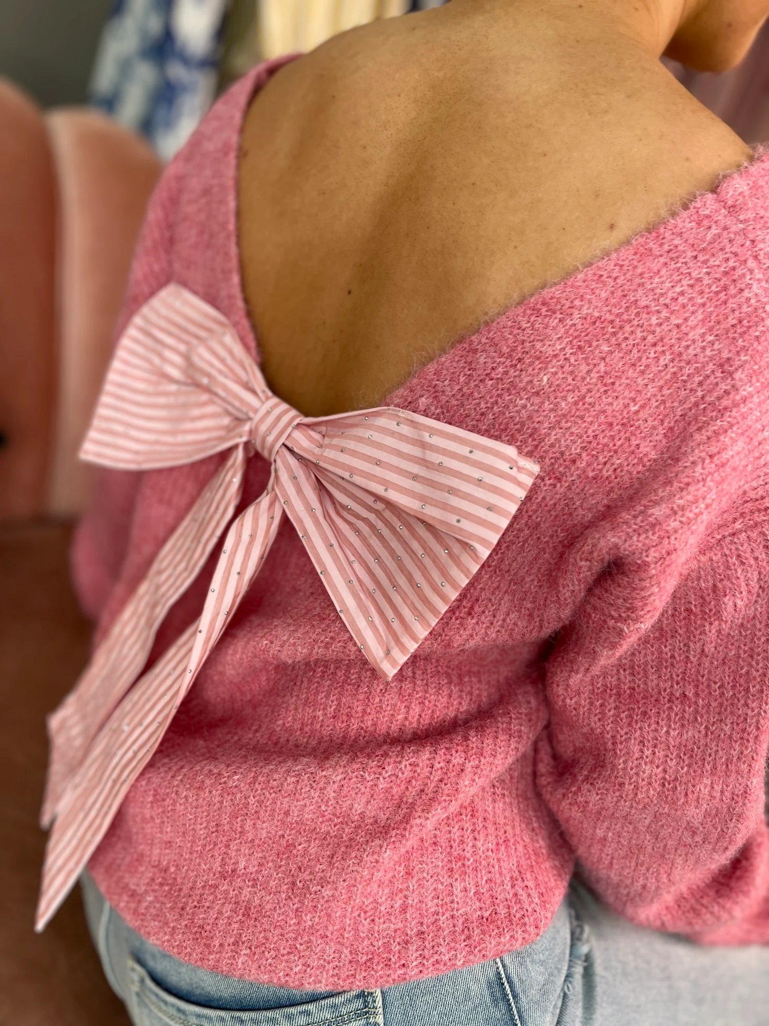 Belle Pink Bow Knit - Image 3