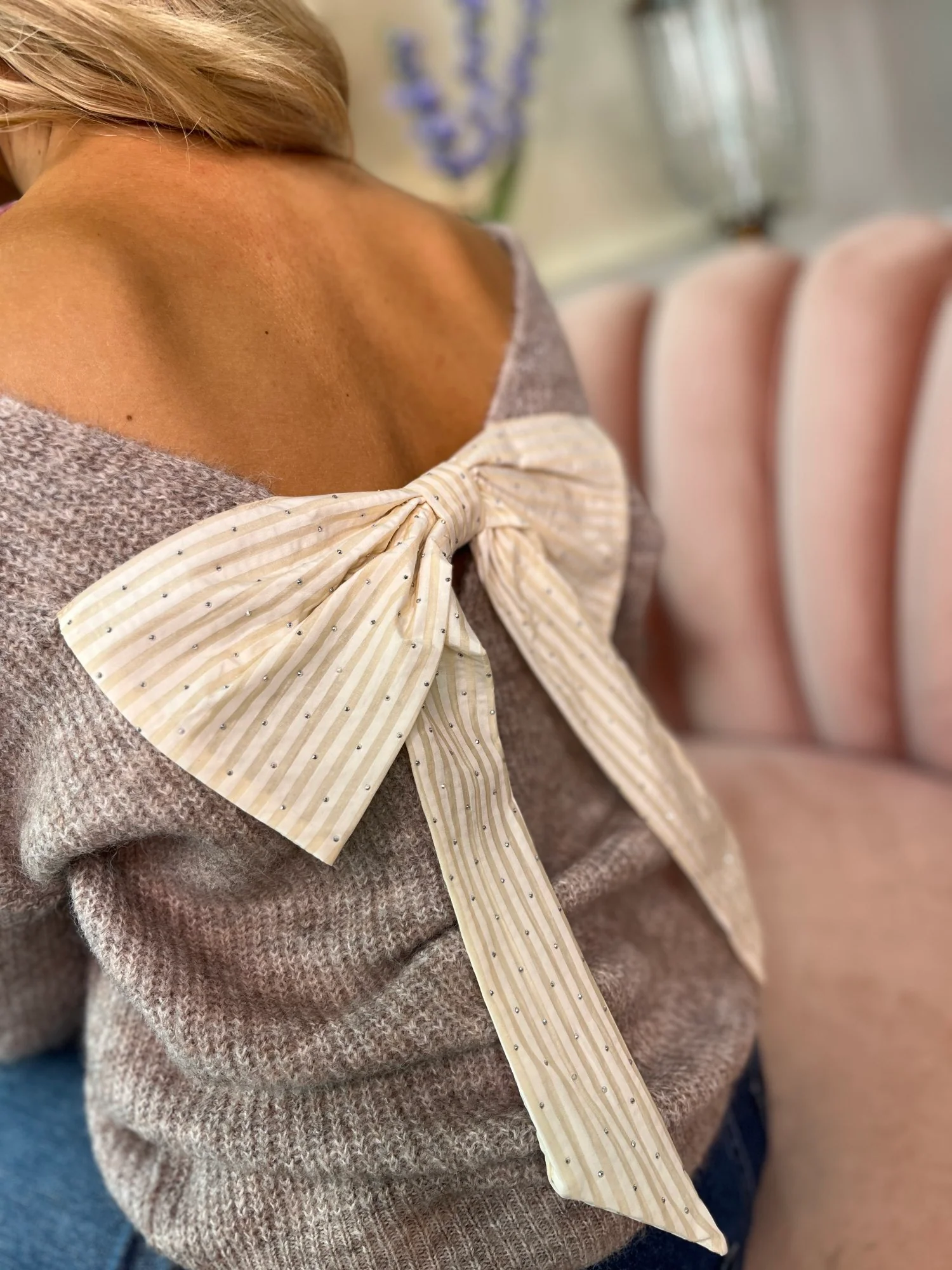 Belle Taupe Bow Knit - Image 4
