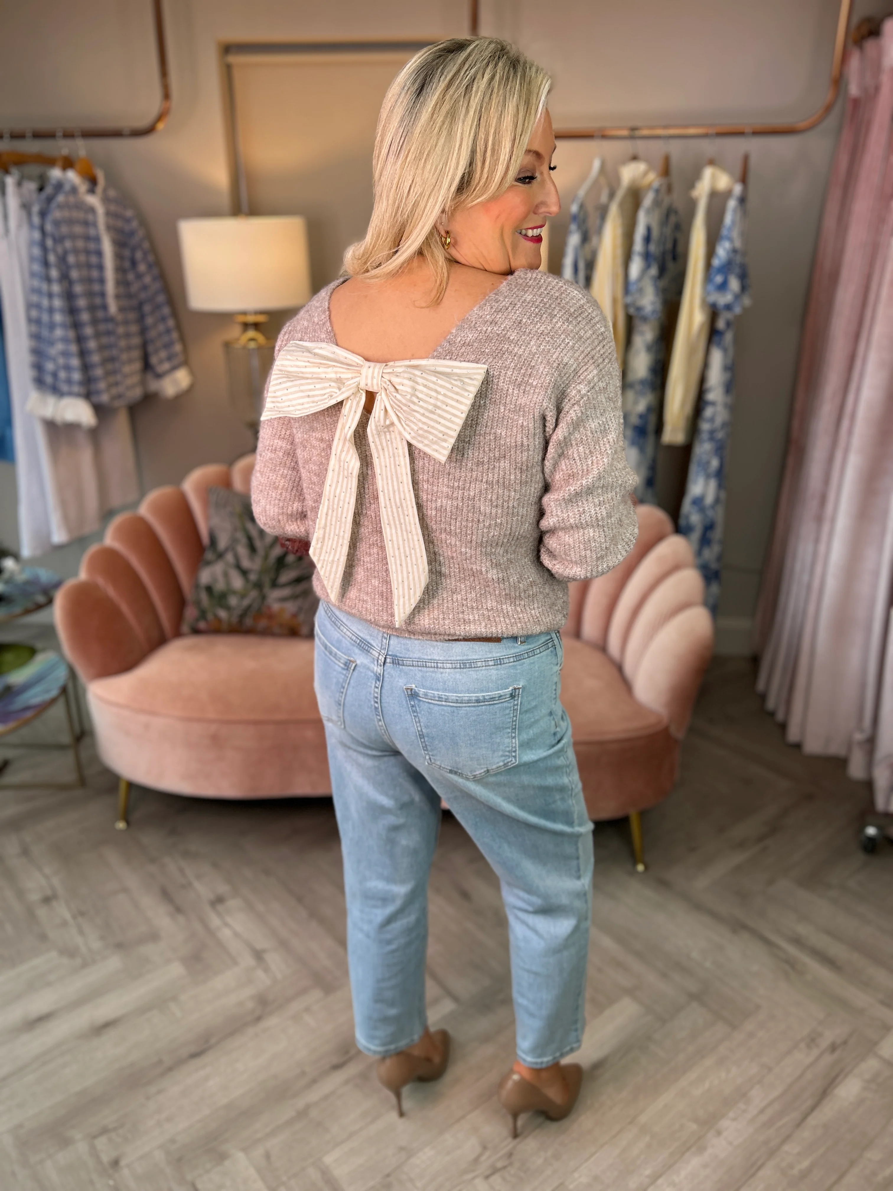 Belle Taupe Bow Knit - Image 8