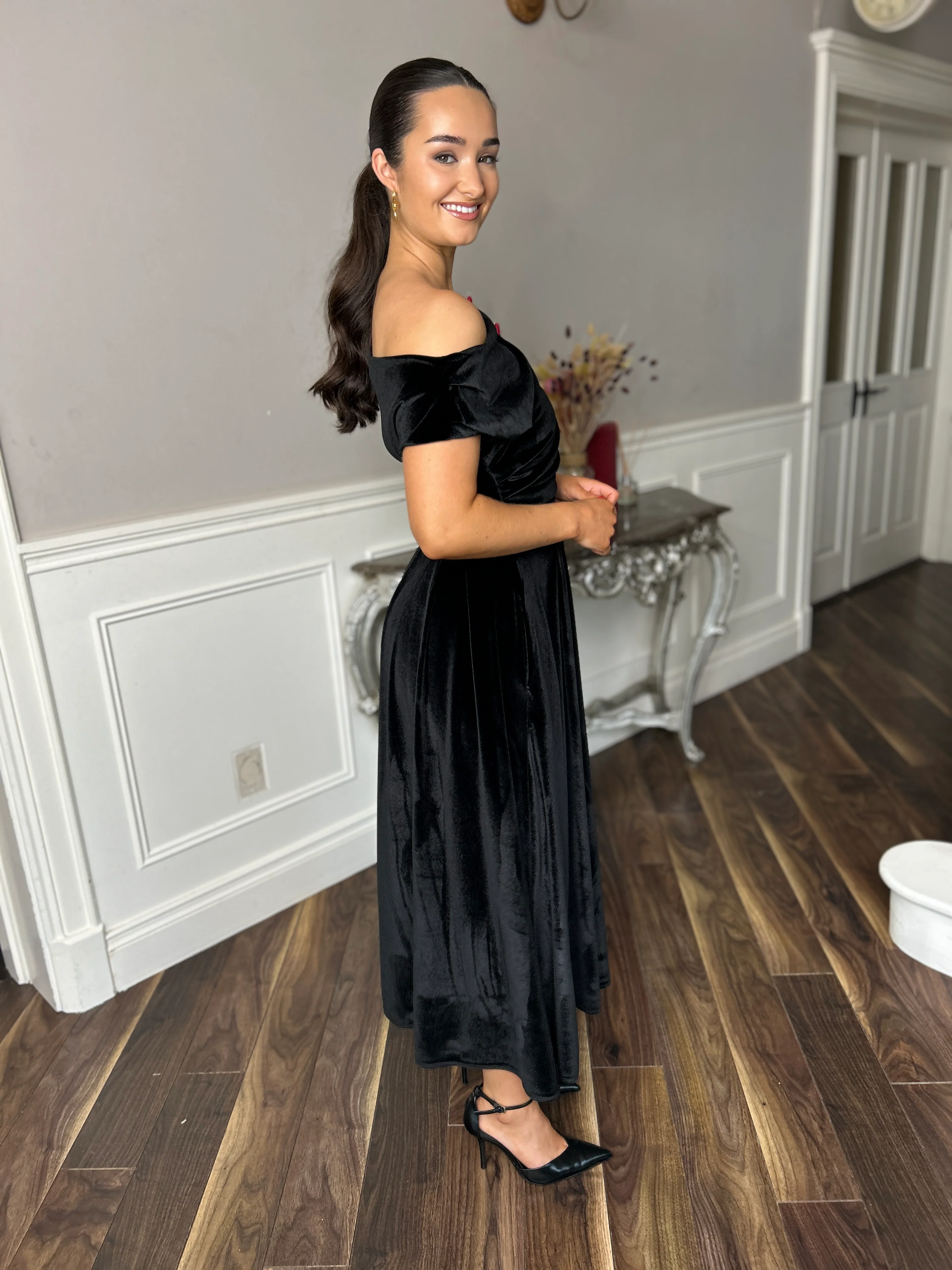 Betty Velvet Dress Black - Image 5