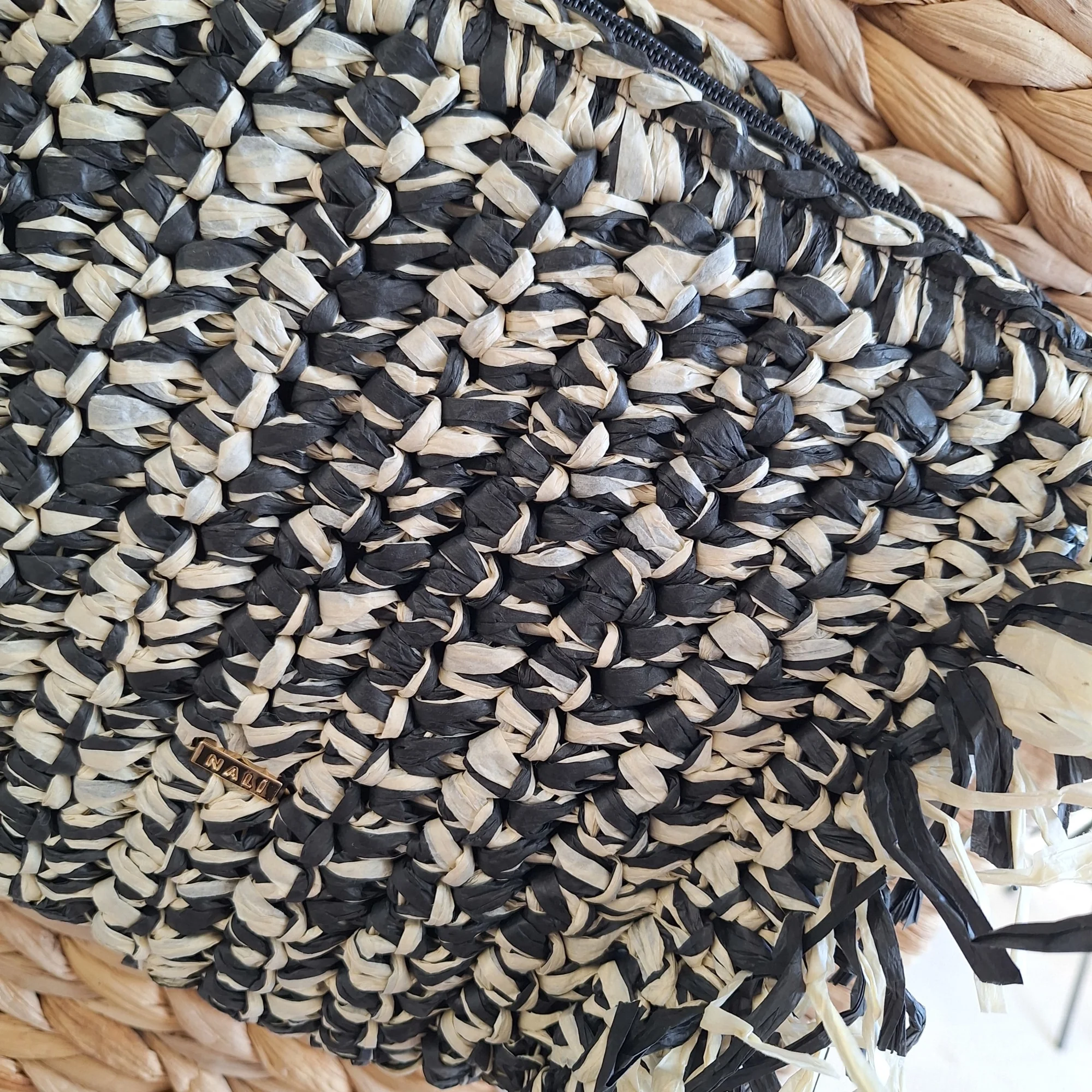 Black & Cream Woven Bag - Image 3