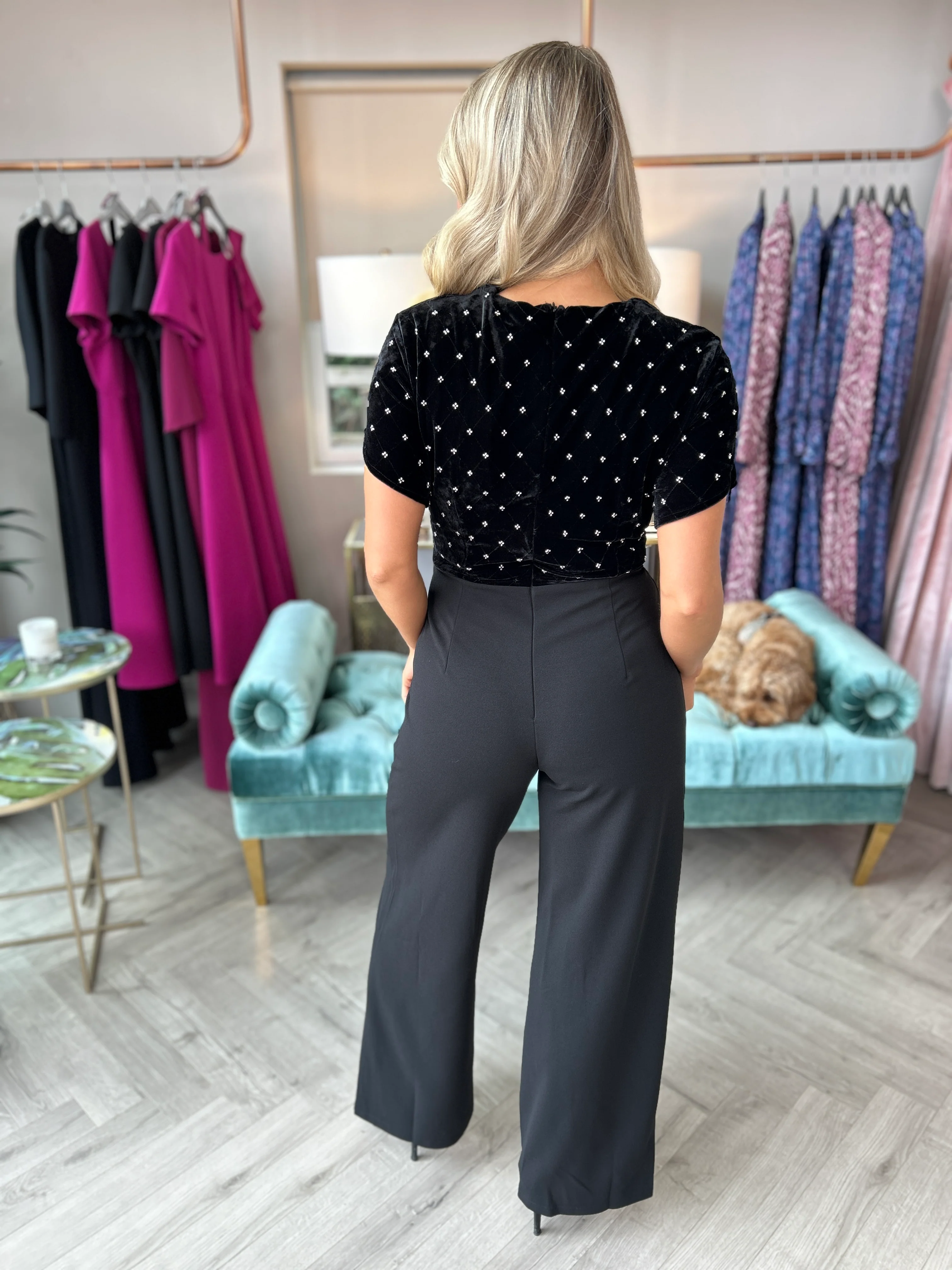 Bridget Beaded Velvet Jumpsuit - Image 6