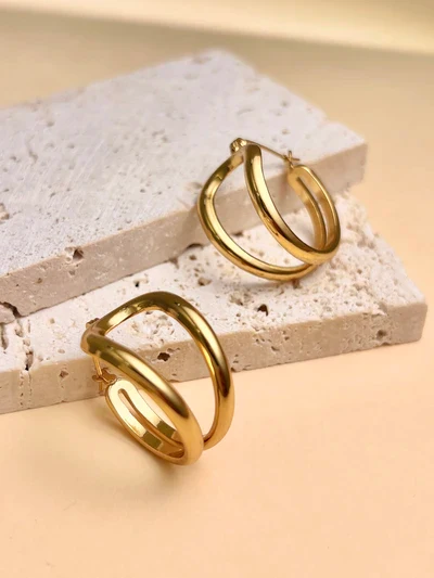 Double Gold Hoops - Image 3