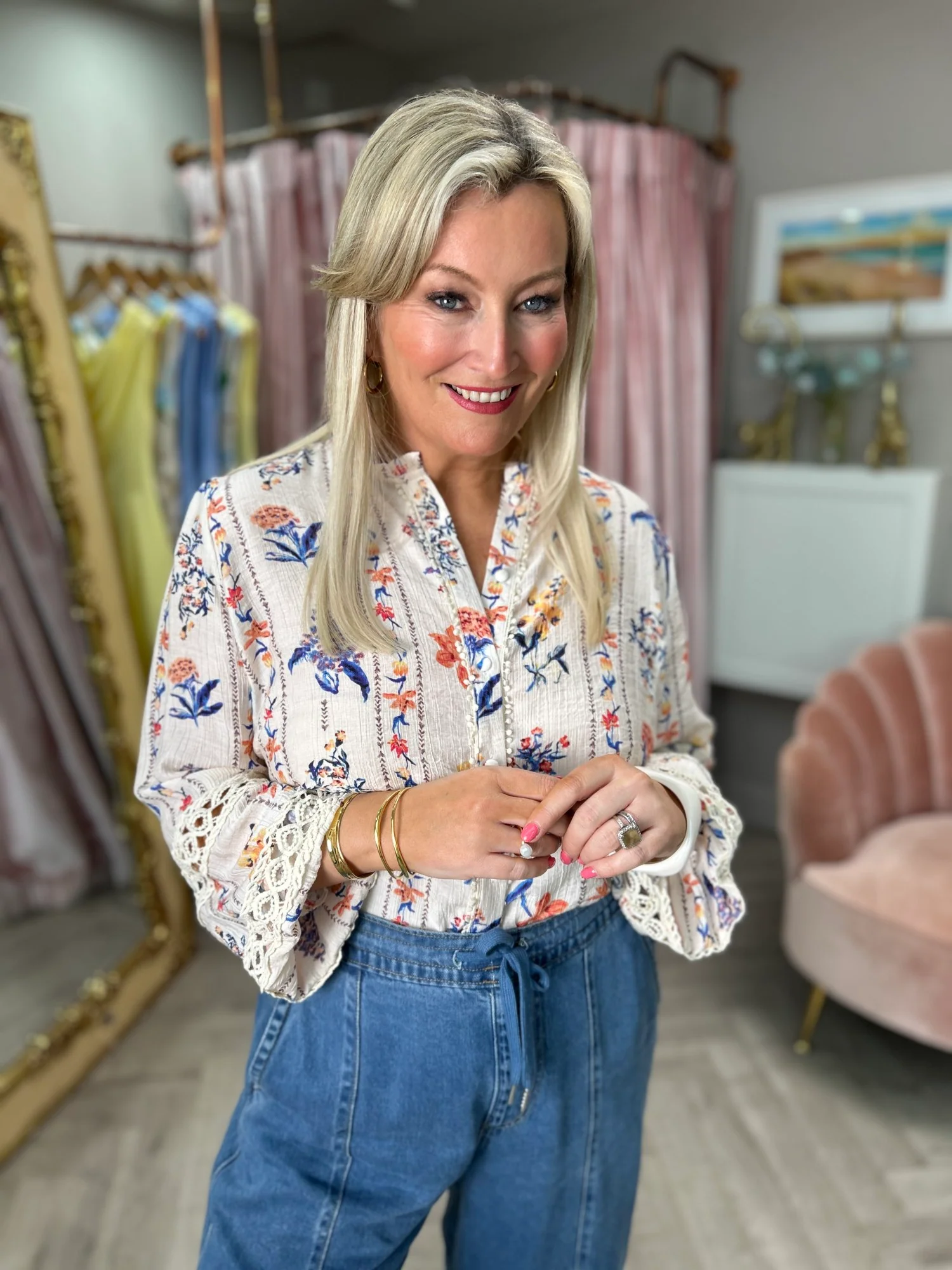 Effie Floral Blouse Blue - Image 10