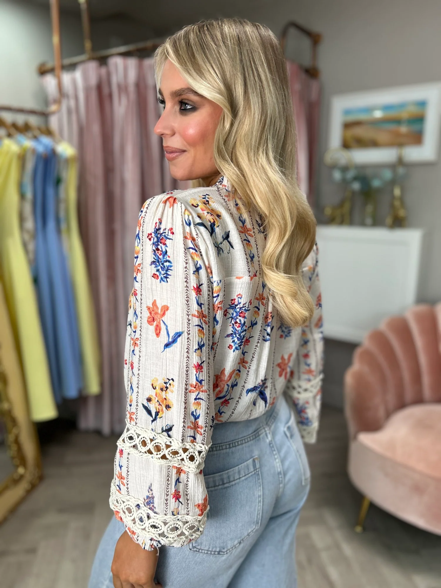 Effie Floral Blouse Blue - Image 5