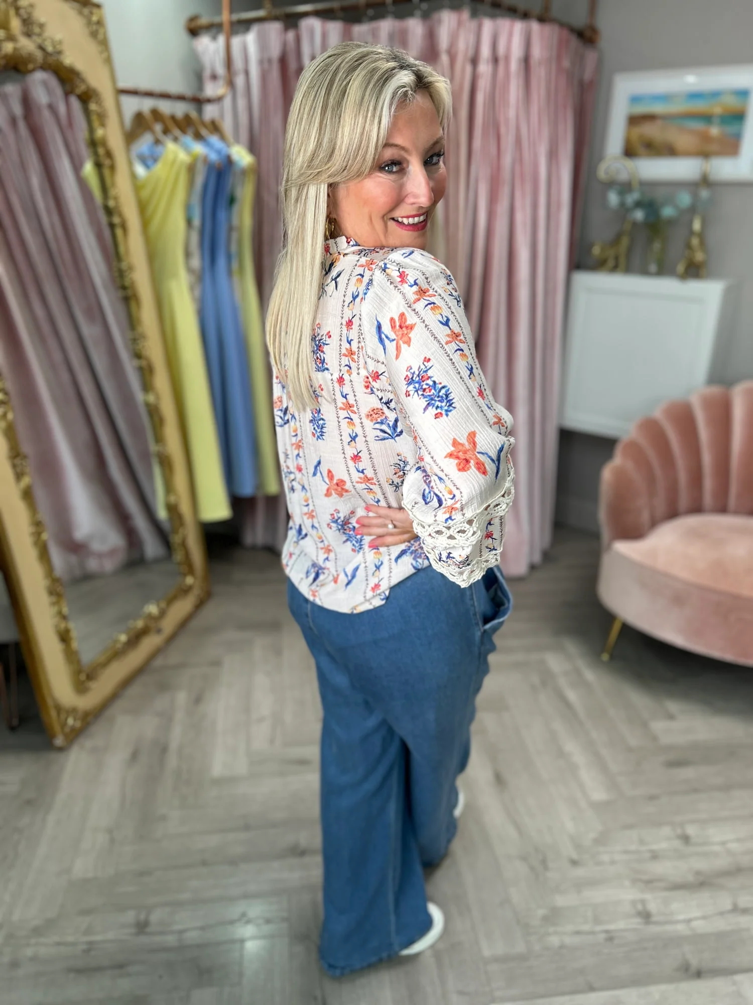 Effie Floral Blouse Blue - Image 8