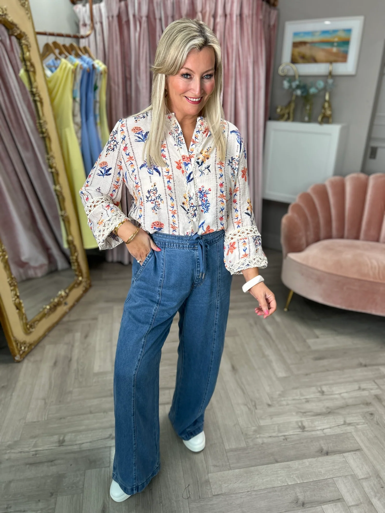 Effie Floral Blouse Blue - Image 9