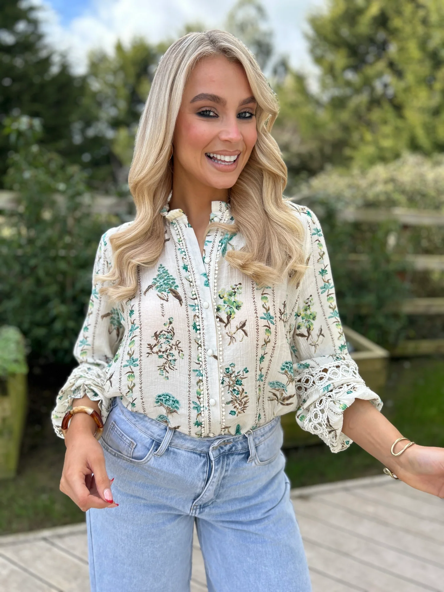 Effie Floral Blouse Green