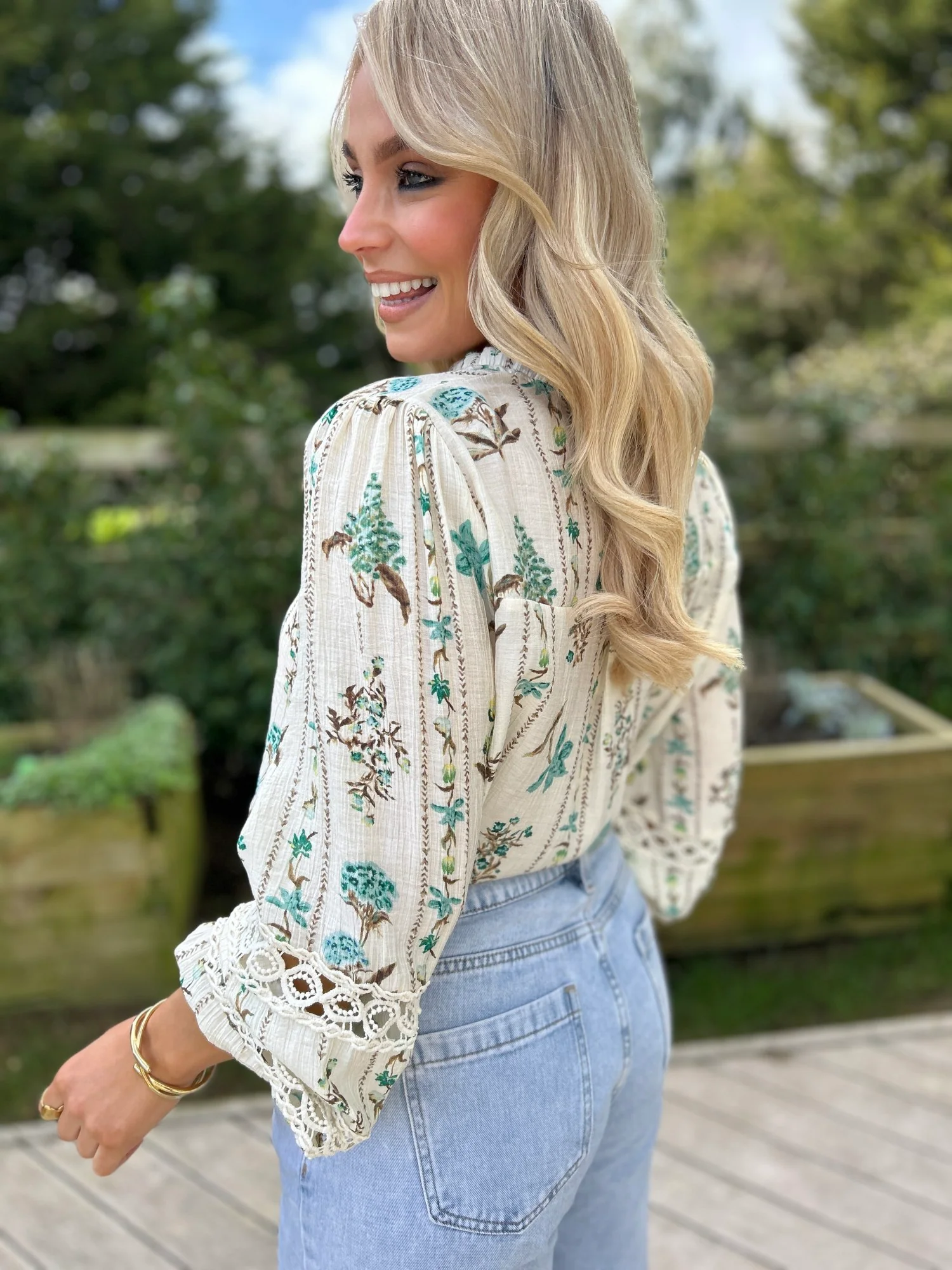 Effie Floral Blouse Green - Image 3