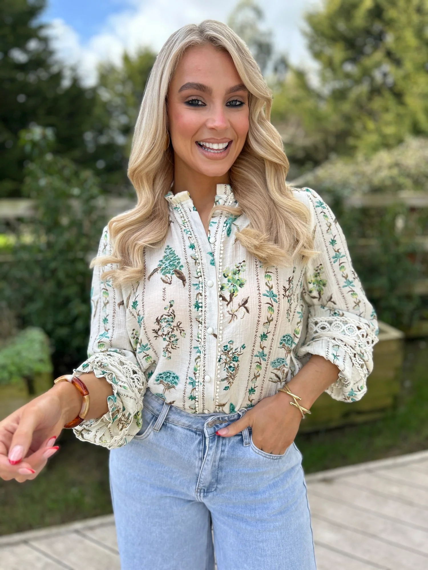 Effie Floral Blouse Green - Image 6
