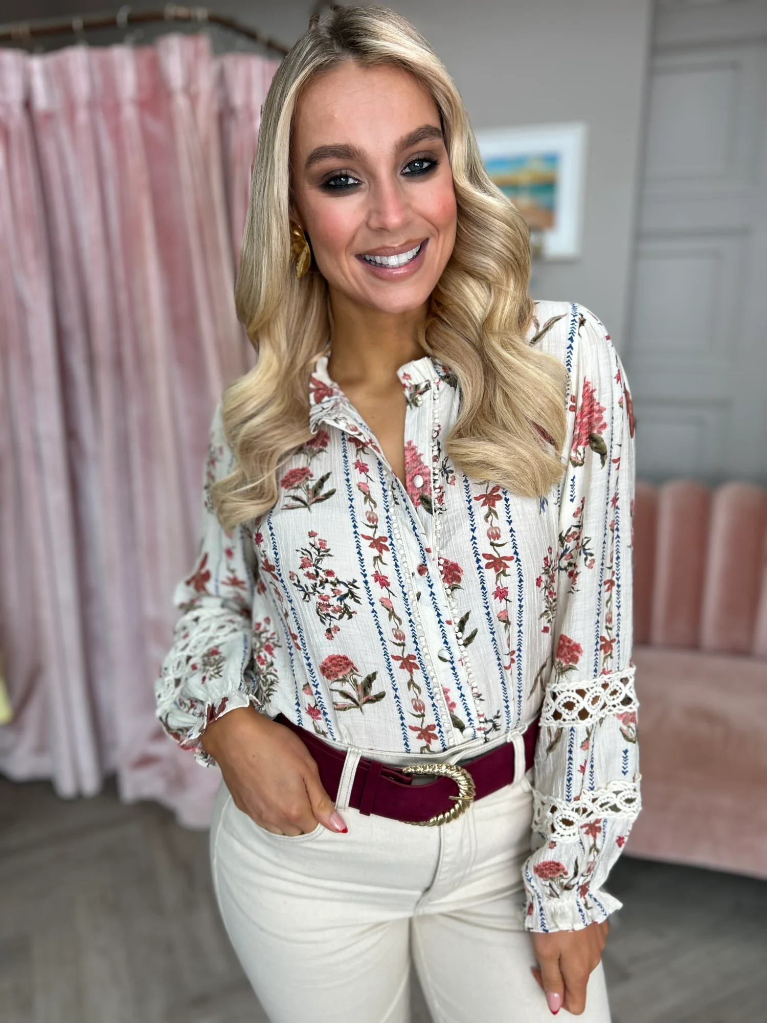 Effie Floral Blouse Pink