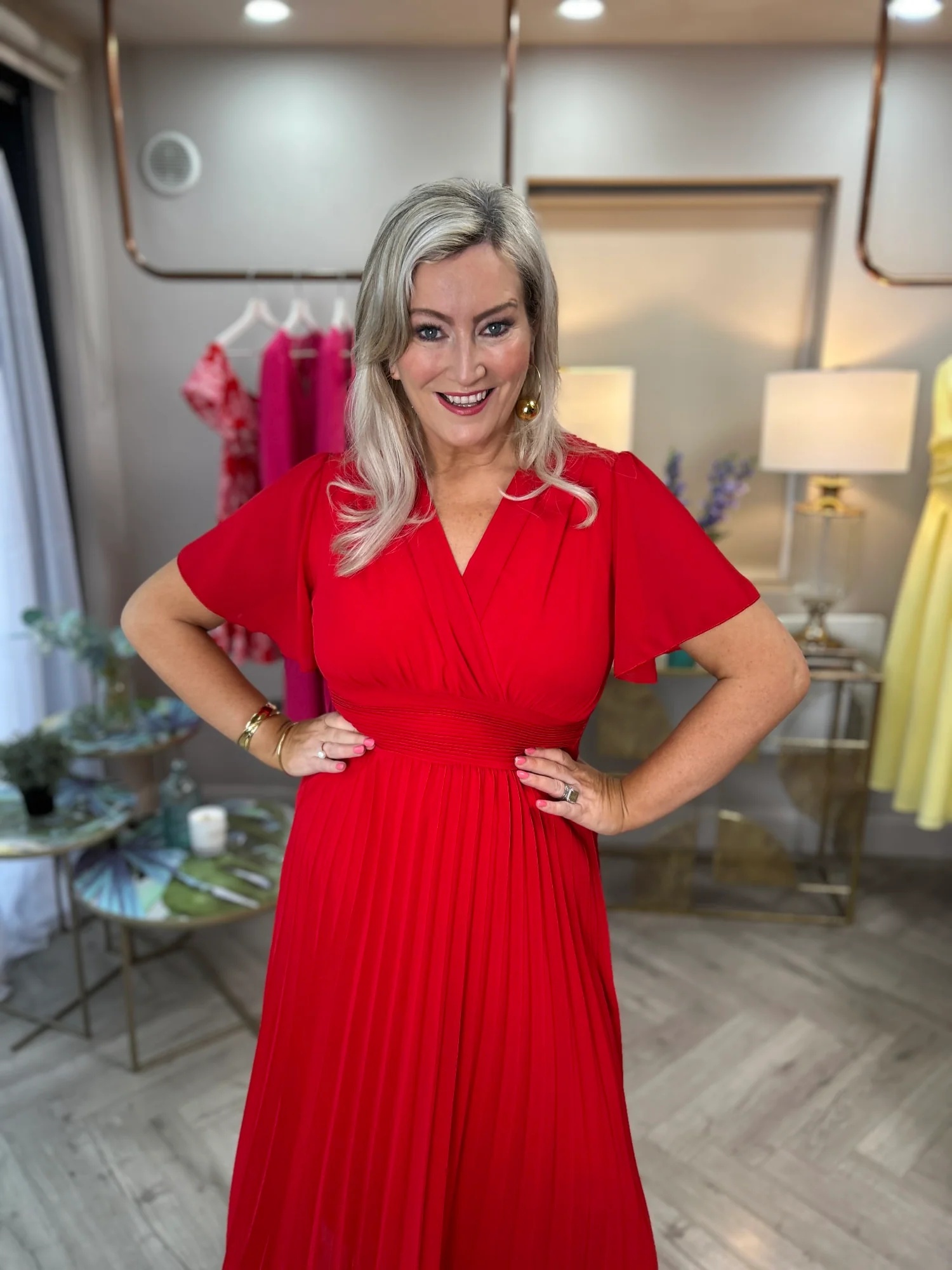 Fable Pleated Dress Red - Image 5