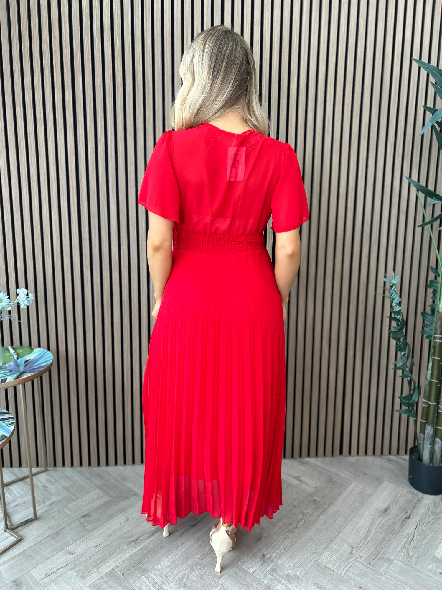 Fable Pleated Dress Red - Image 9