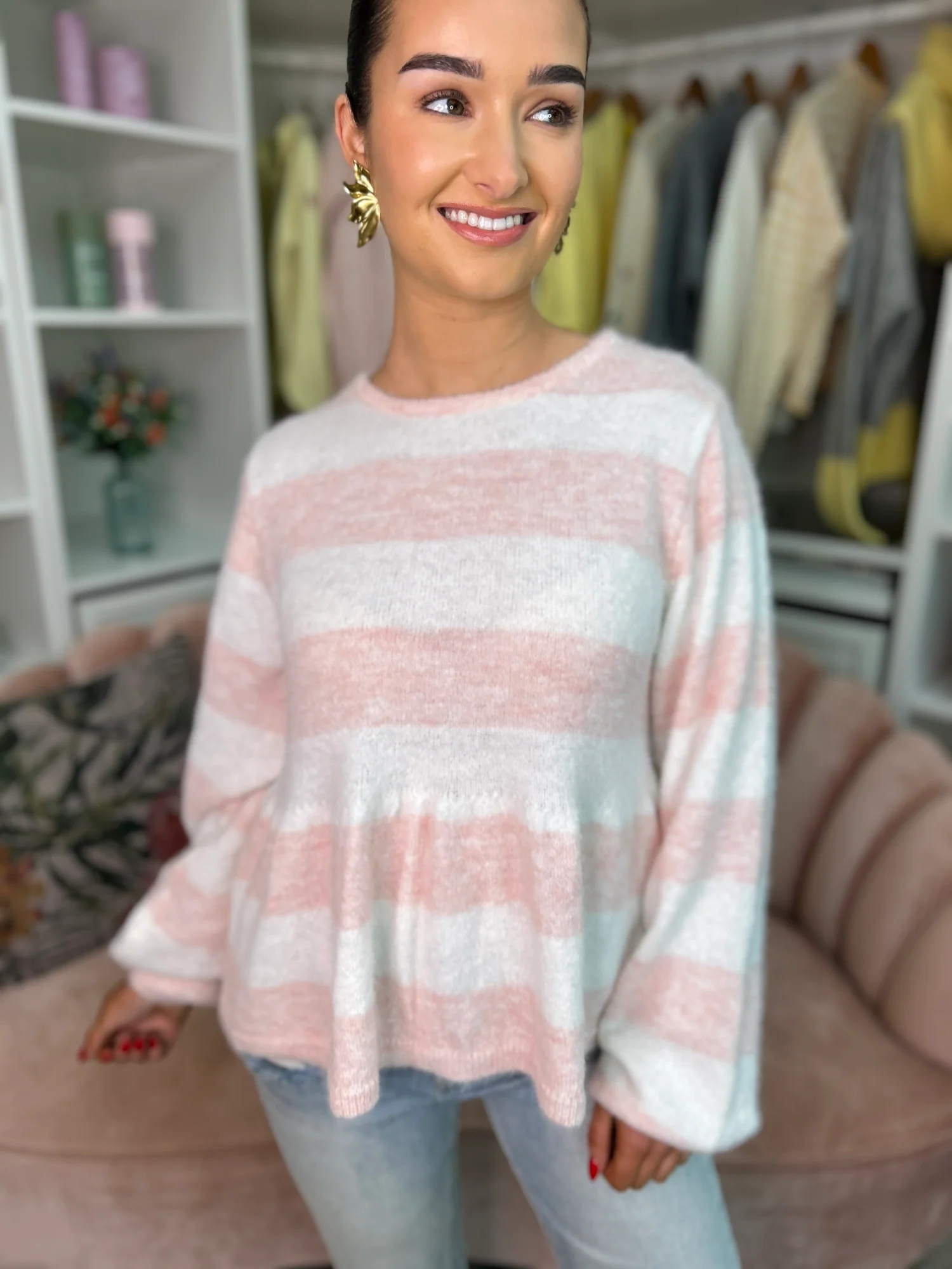 Lila Peplum Jumper Pink - Image 5