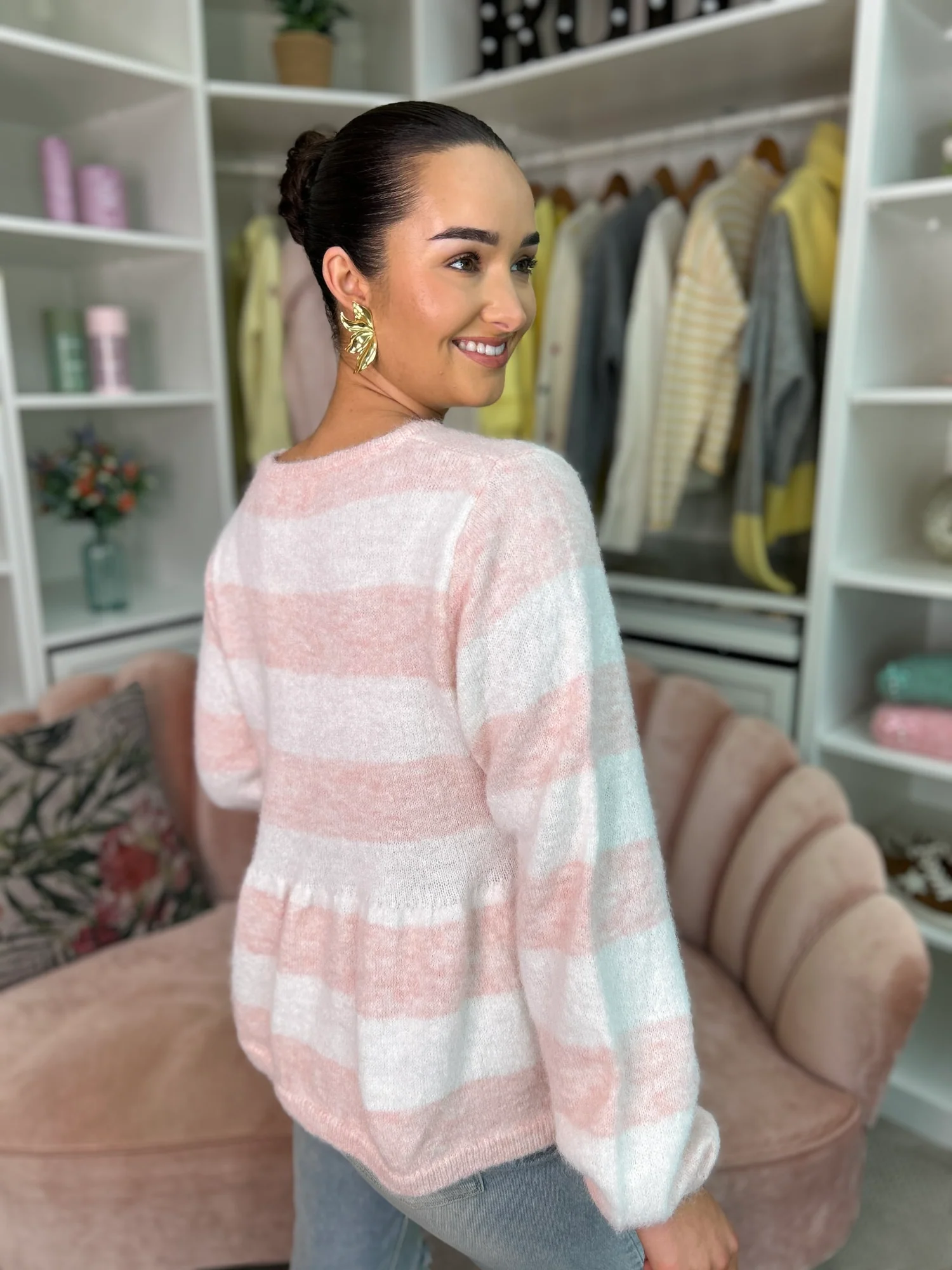 Lila Peplum Jumper Pink - Image 6