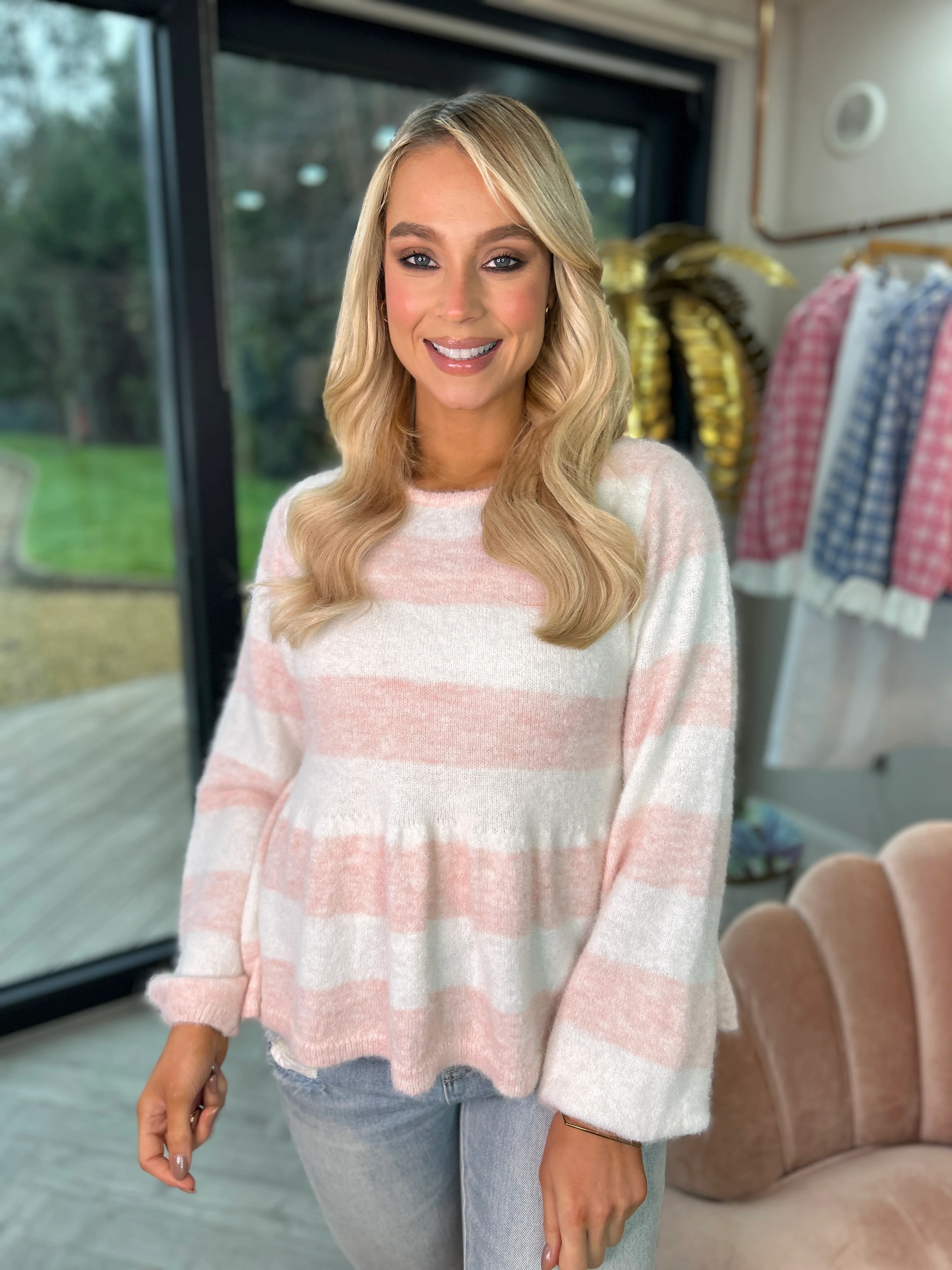 Lila Peplum Jumper Pink - Image 8