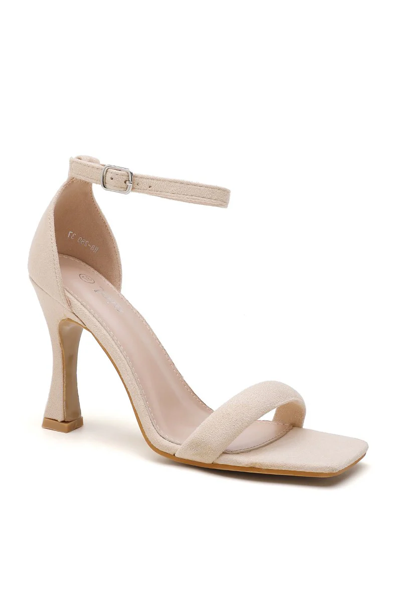 Niya Suede Block Heels Nude - Image 4