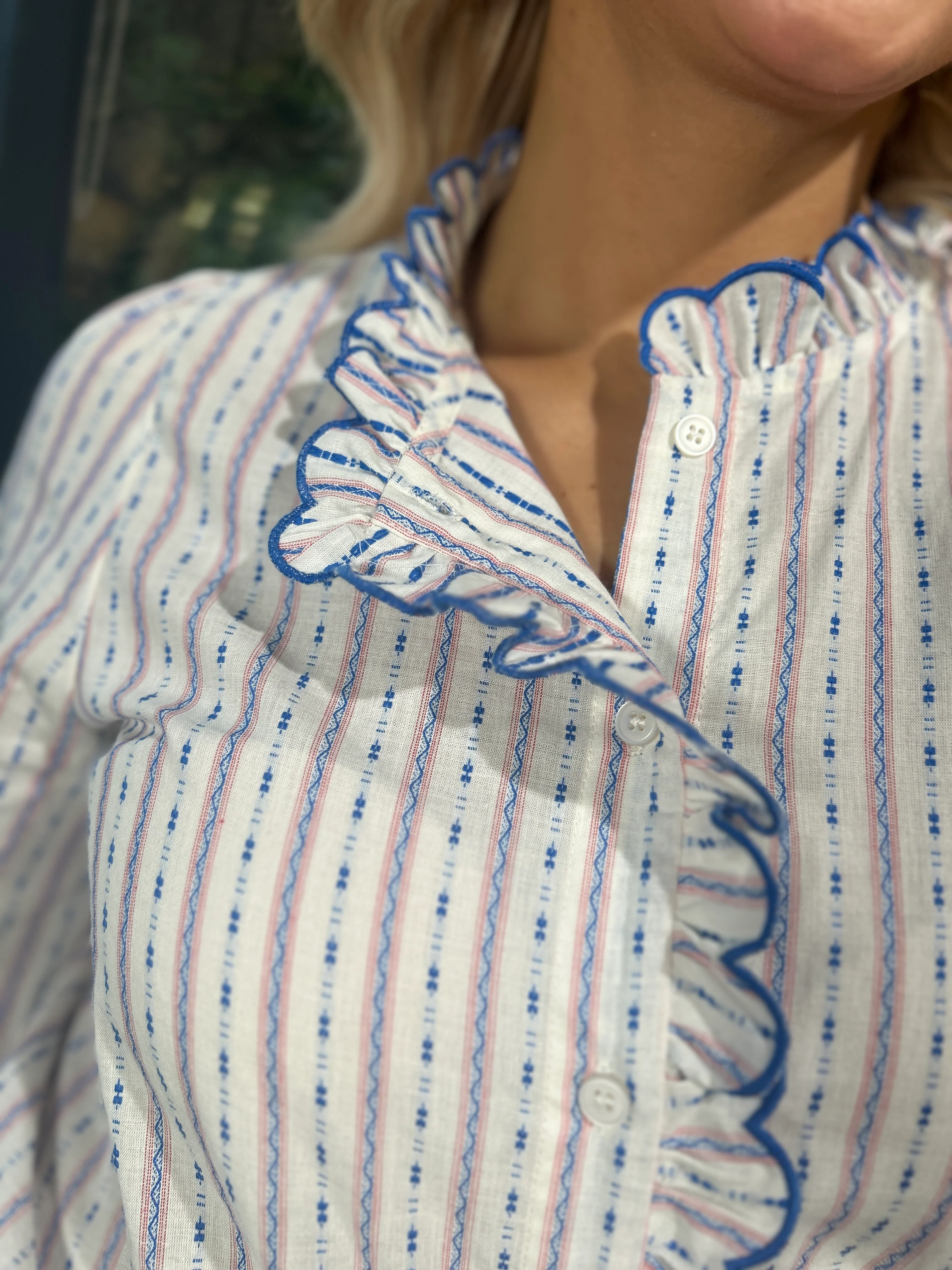 Olivia Blue & Pink Stripe Shirt - Image 4