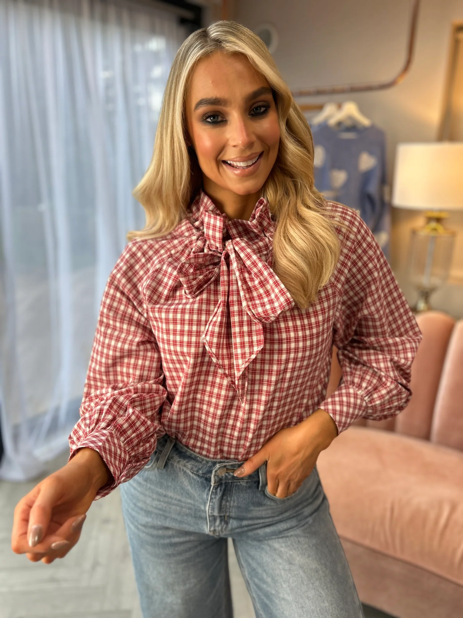 Savannah Check Ruffle Shirt - Image 10